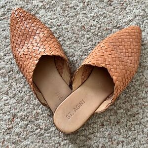 St. Agni Women's Woven Leather Mules - Tan